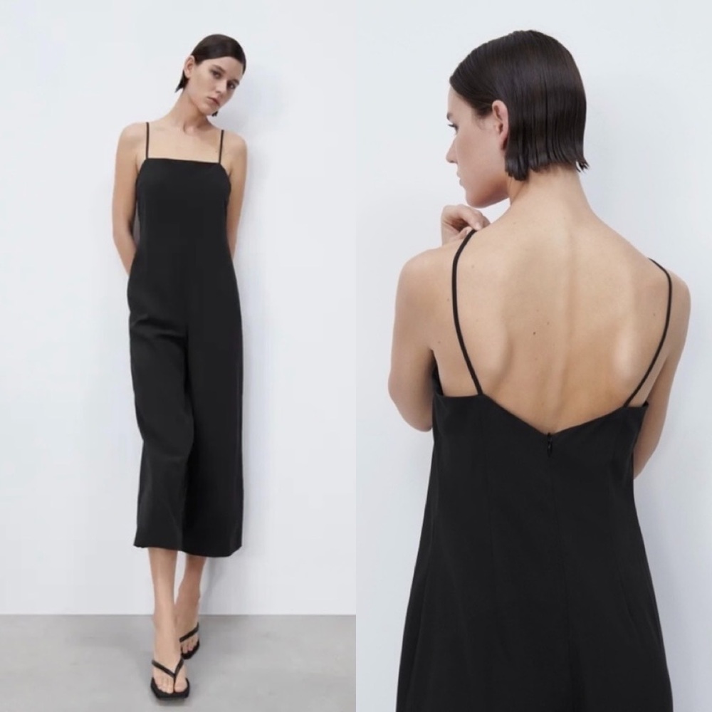 ZARA WIDE LEG STRAPPY JUMPSUIT